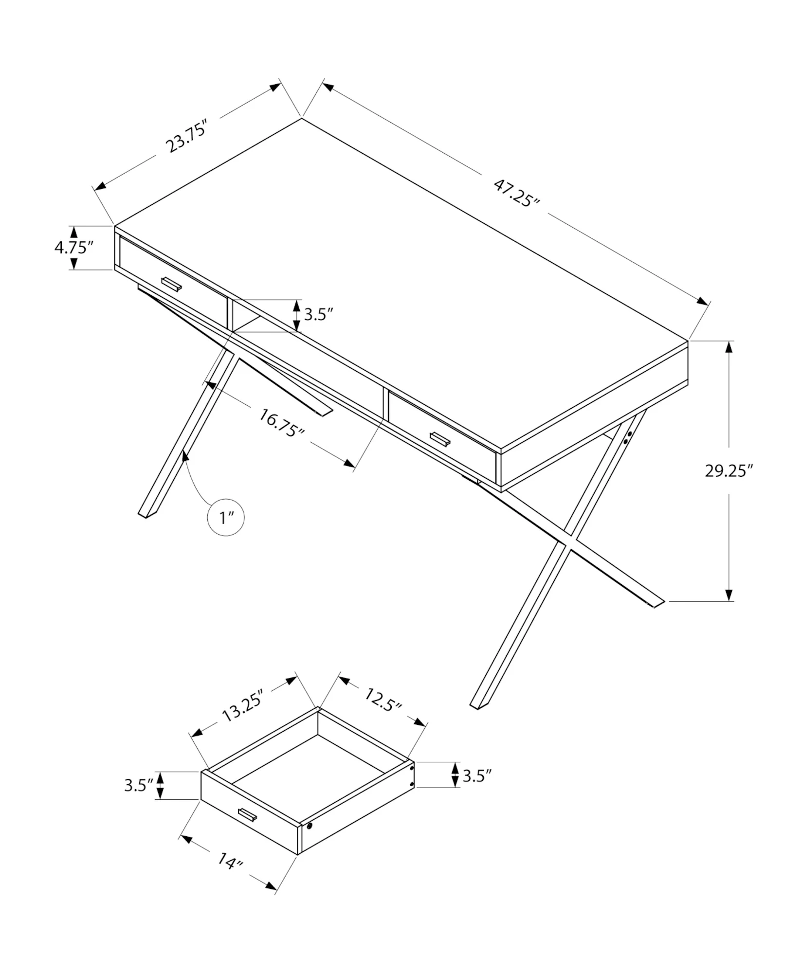 Brown Black Particle Board Metal Computer Desk By Homeroots - 333544 - Image 3