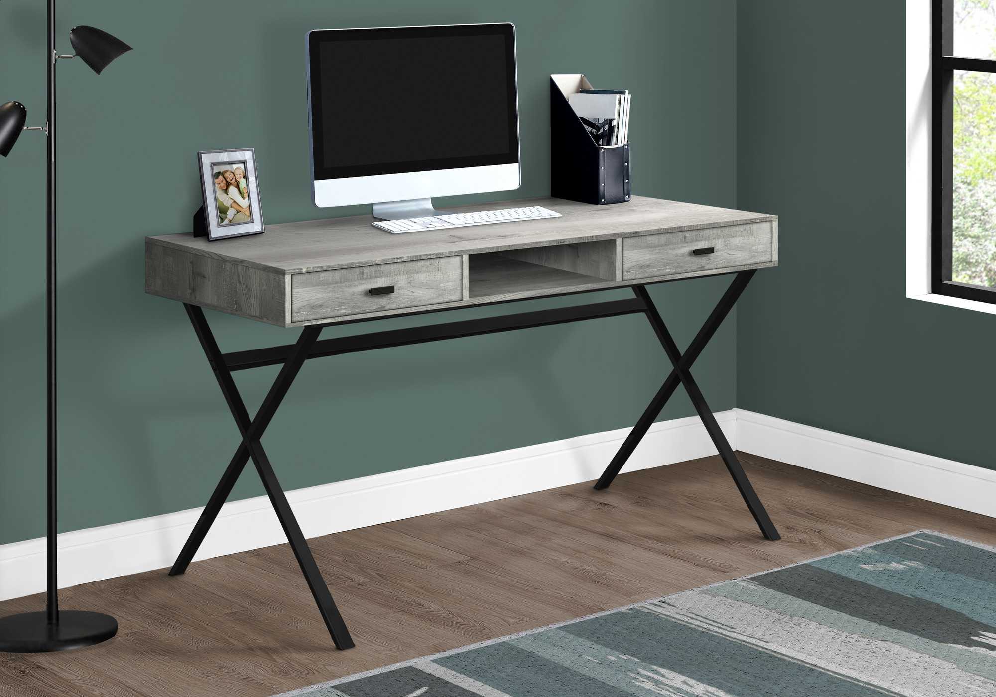 Brown Black Particle Board Metal Computer Desk By Homeroots - 333544 - Image 5