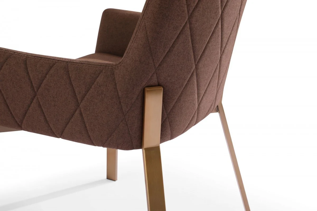 Brown Brass Dining Chair By Homeroots - Image 3