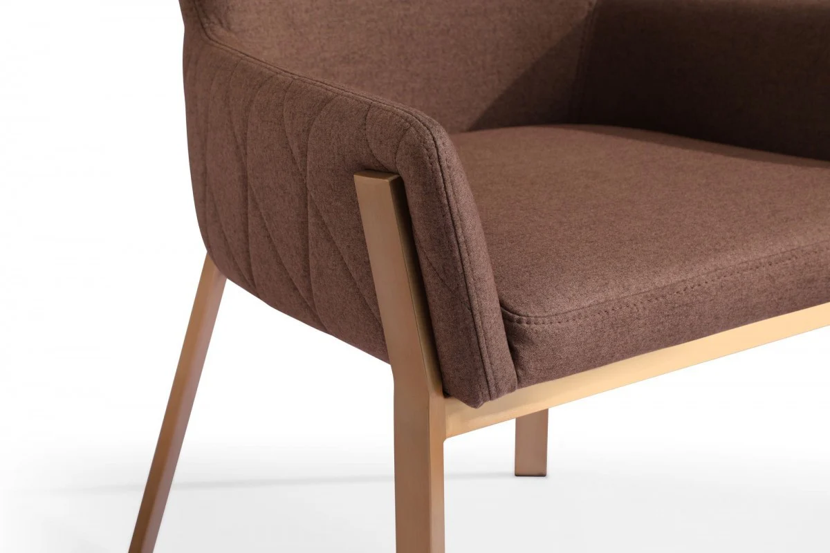 Brown Brass Dining Chair By Homeroots - Image 5