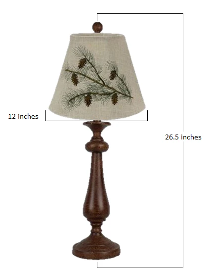 Brown Candlestick Forest Pinecone Tree Shade Table Lamp By Homeroots - Image 2