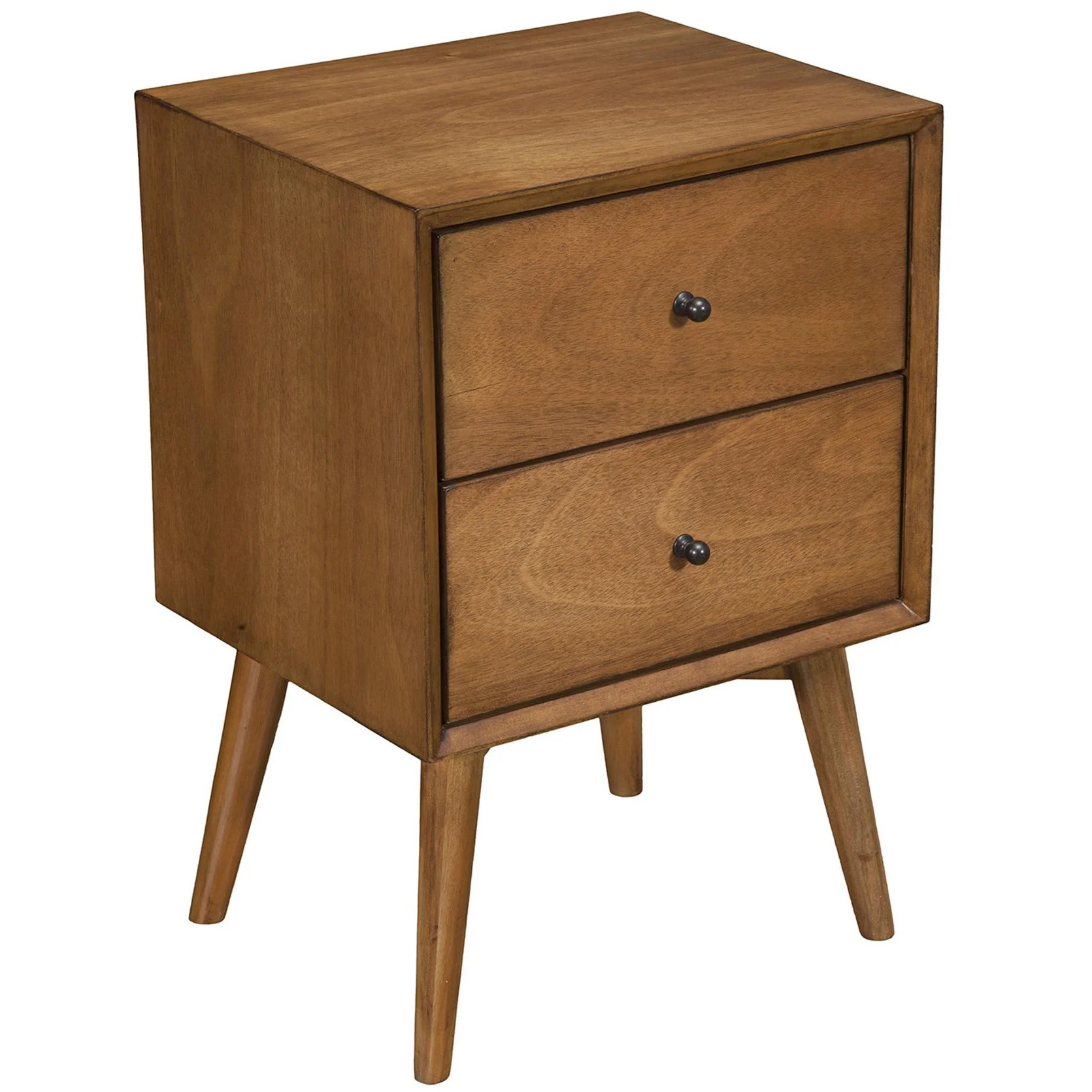 Brown Century Modern Wood 2 Drawer Nightstand By Homeroots - Image 2