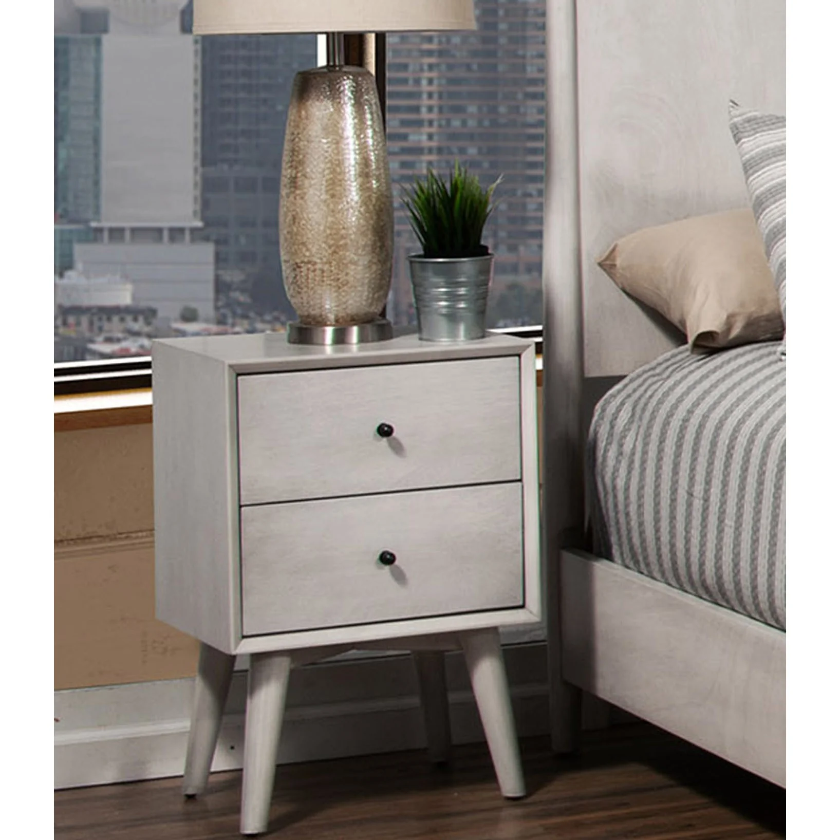 Brown Century Modern Wood 2 Drawer Nightstand By Homeroots - Image 7