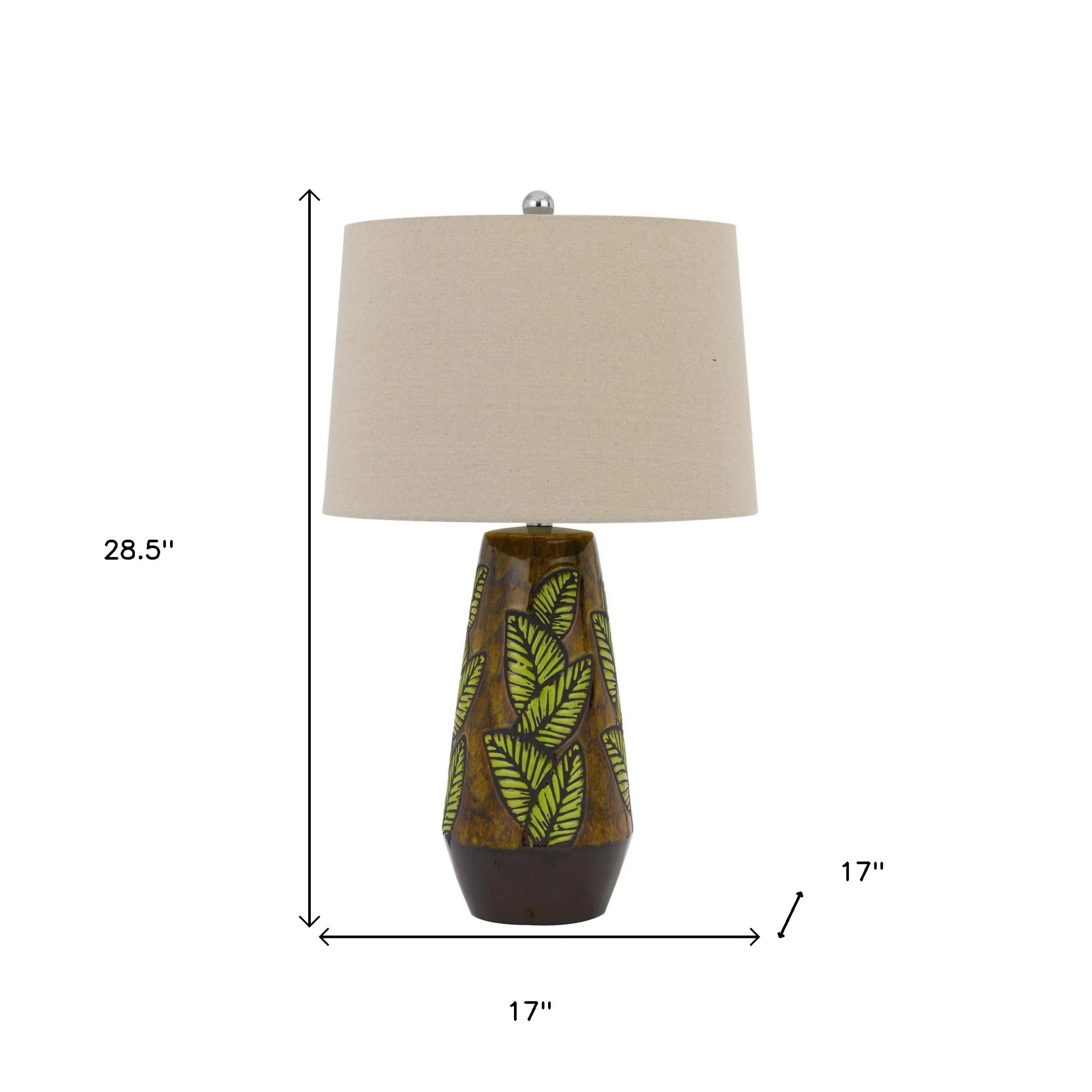Brown Ceramic Cylinder Table Lamp With Tan Empire Shade By Homeroots - Image 4