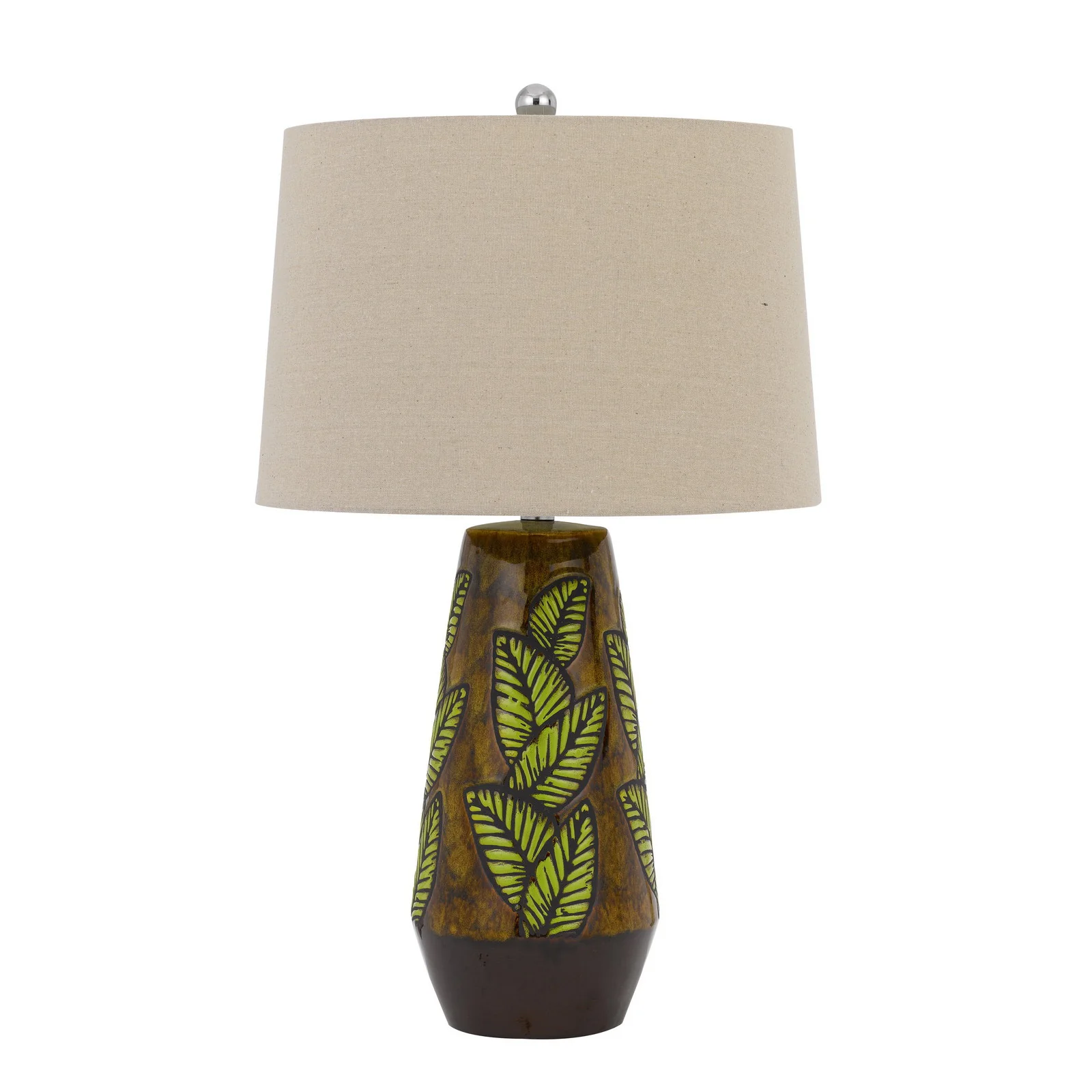 Brown Ceramic Cylinder Table Lamp With Tan Empire Shade By Homeroots - Image 5