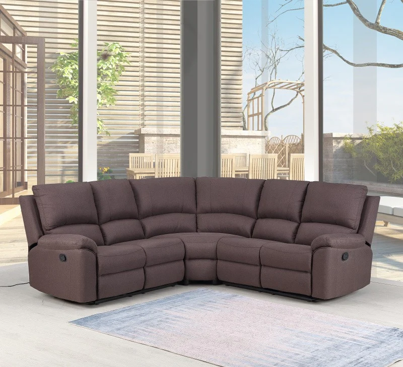 Brown Chenille Reclining Sectional By Homeroots - Image 2