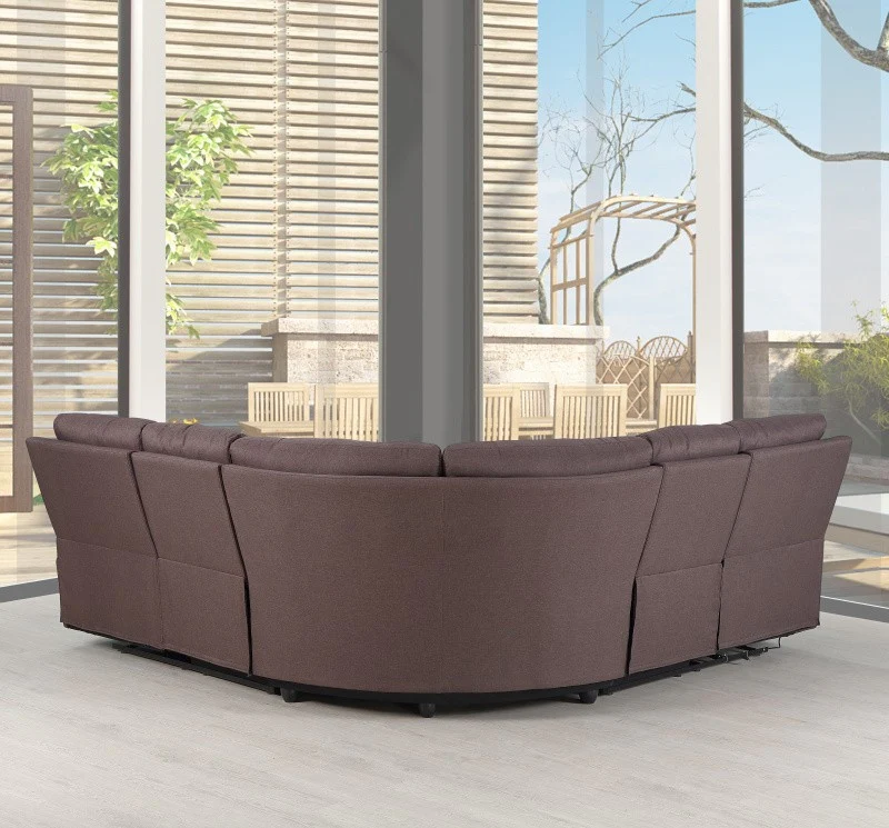 Brown Chenille Reclining Sectional By Homeroots - Image 3