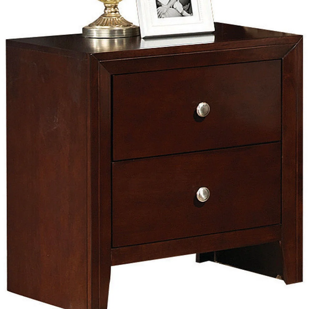 Brown Cherry Wooden Nightstand By Homeroots - Image 3