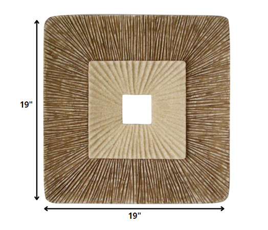 Brown Concave Square Double Layer Ribbed Wall Plaque By Homeroots - 274778 - Image 2