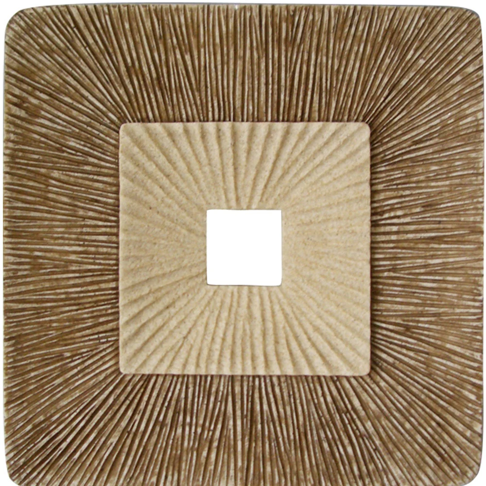 Brown Concave Square Double Layer Ribbed Wall Plaque By Homeroots - 274778 - Image 4