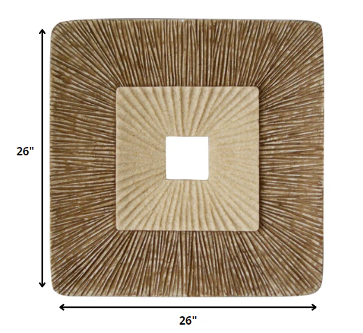 Brown Concave Square Double Layer Ribbed Wall Plaque By Homeroots - 274779 - Image 2
