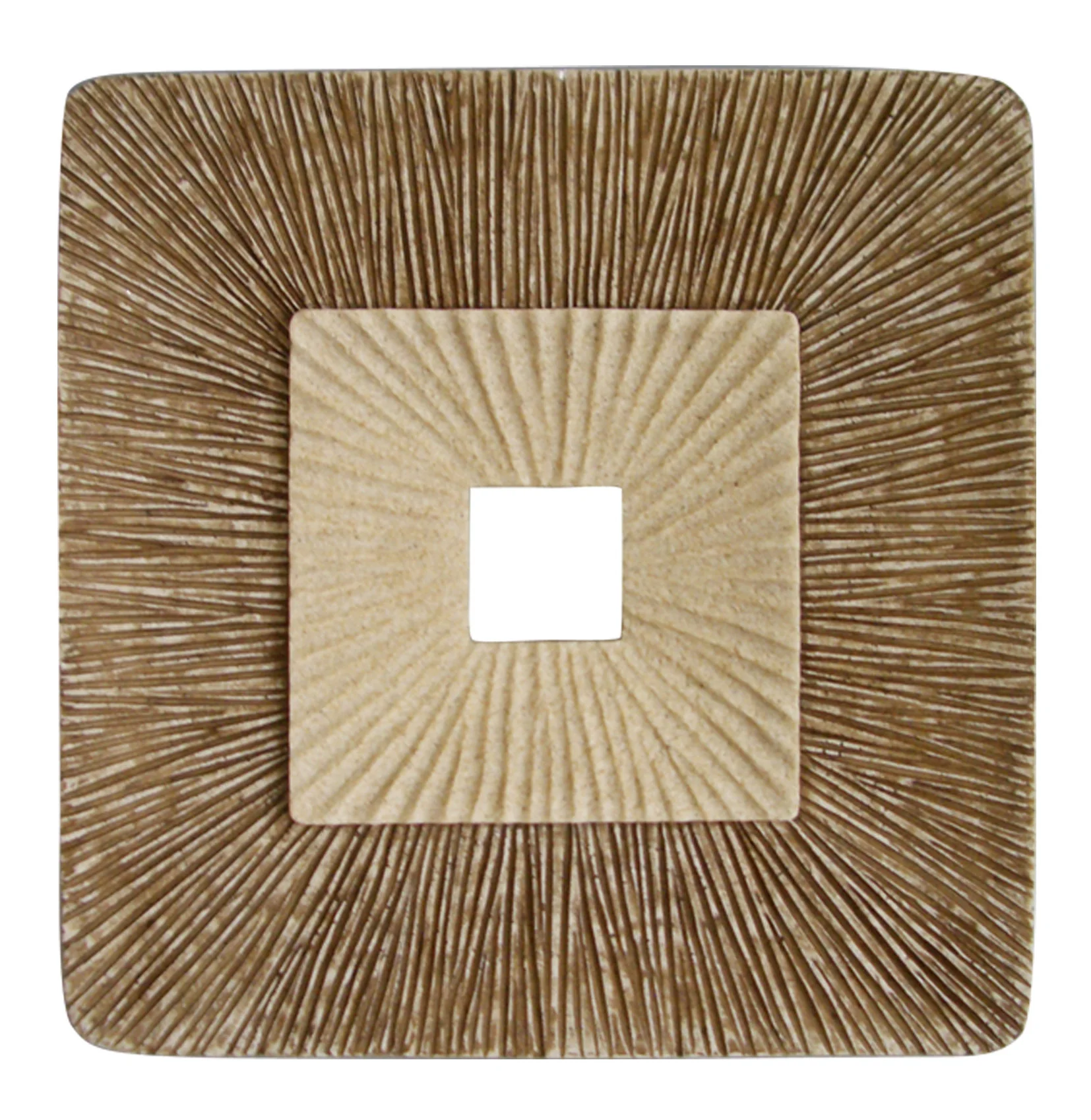Brown Concave Square Double Layer Ribbed Wall Plaque By Homeroots - 274779 - Image 3