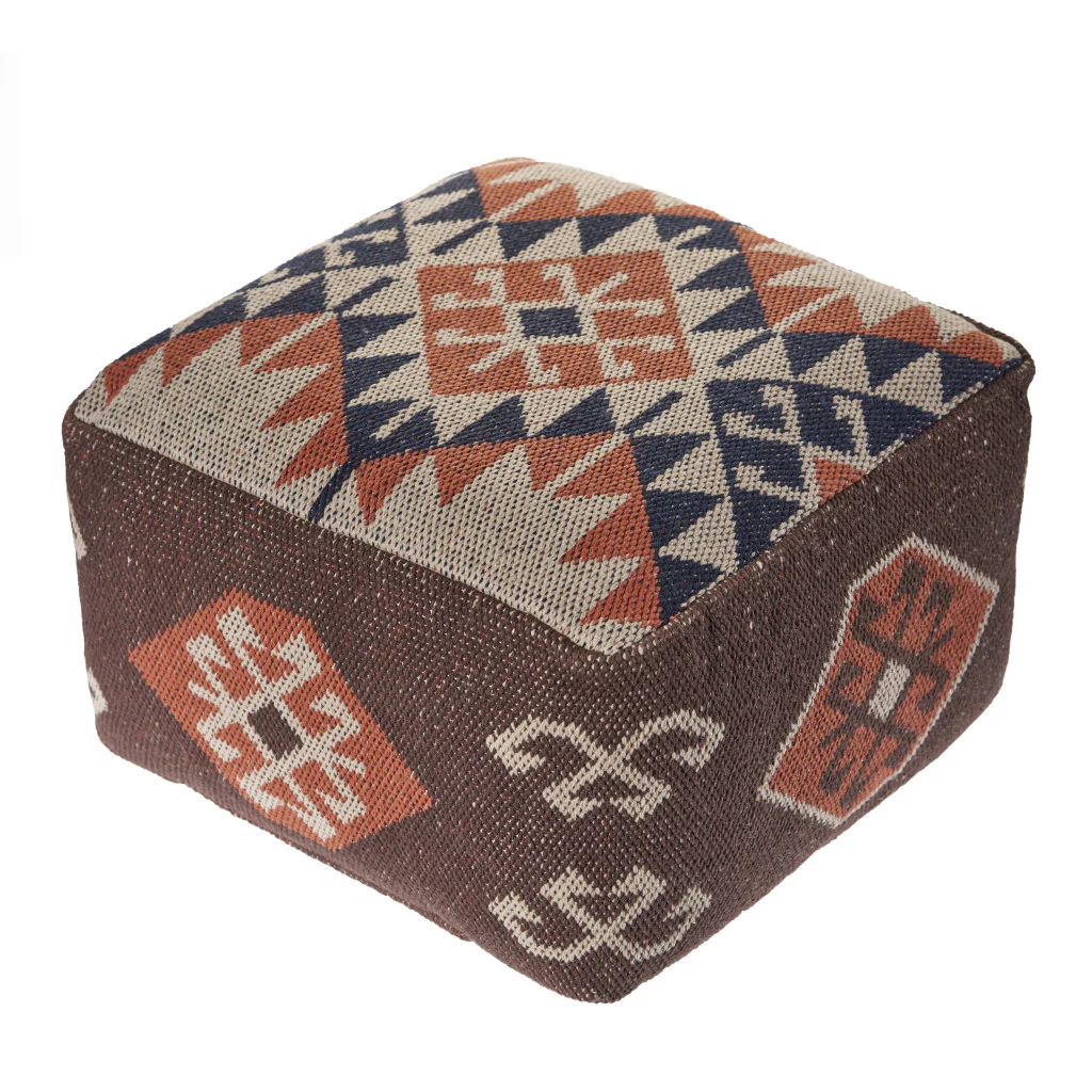Brown Cotton Blend Ottoman By Homeroots - Image 2
