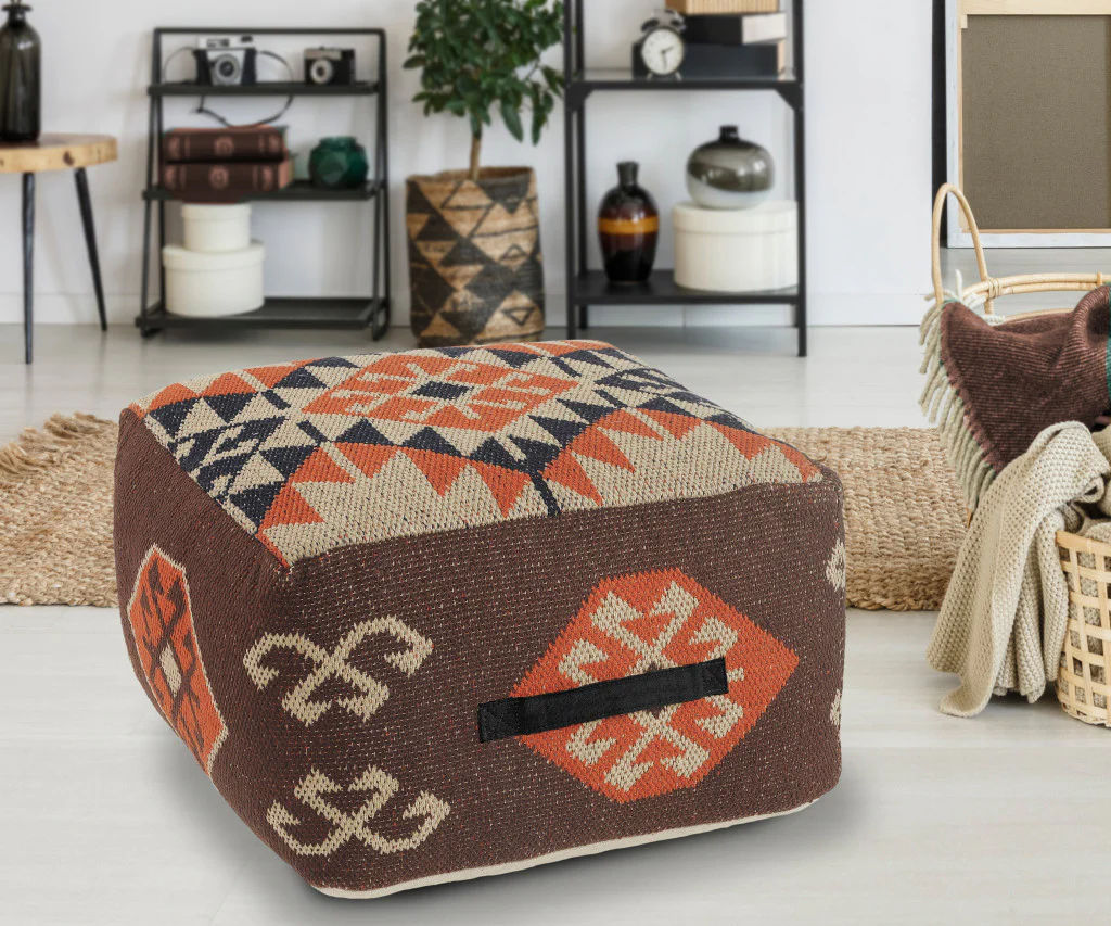 Brown Cotton Blend Ottoman By Homeroots - Image 5