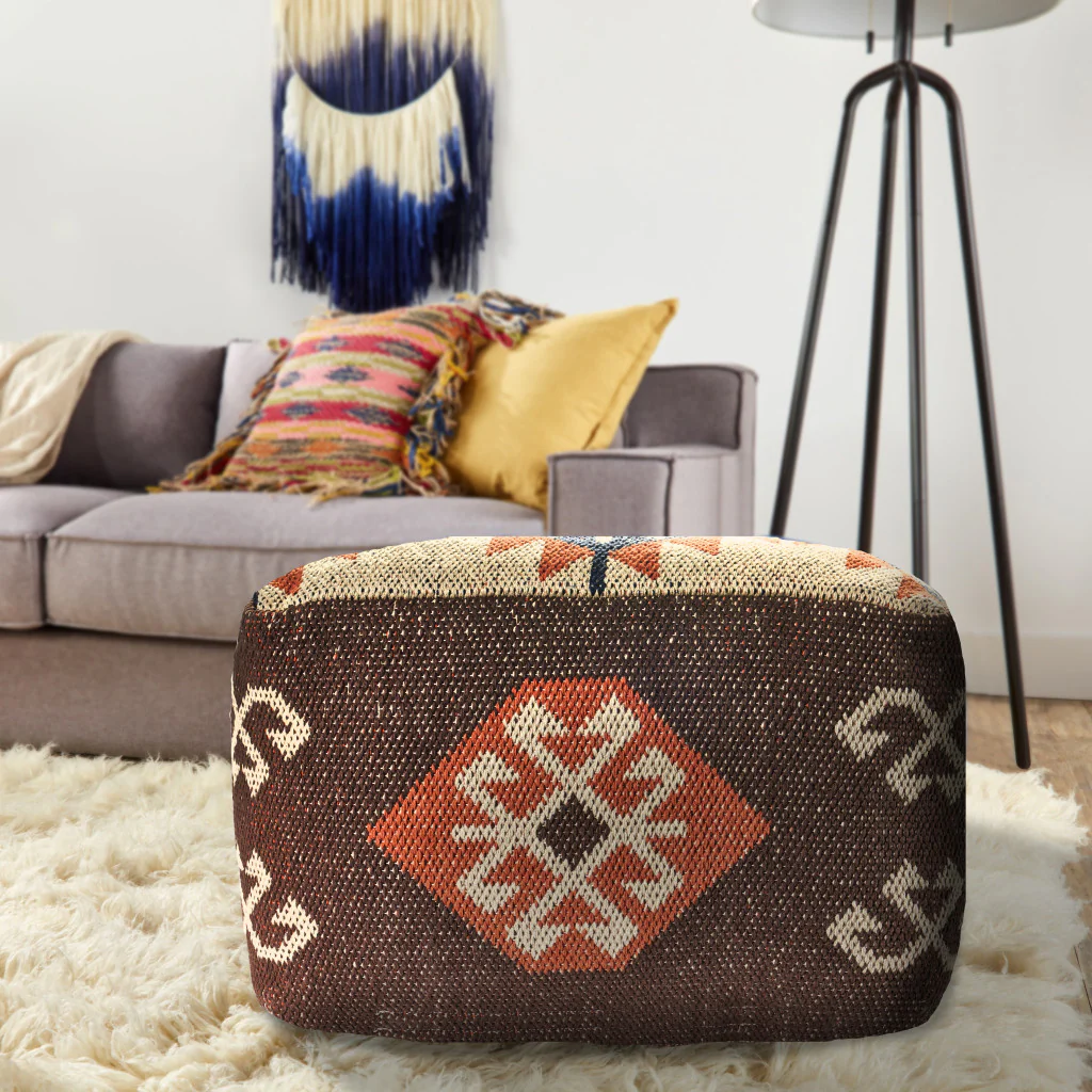 Brown Cotton Blend Ottoman By Homeroots - Image 7