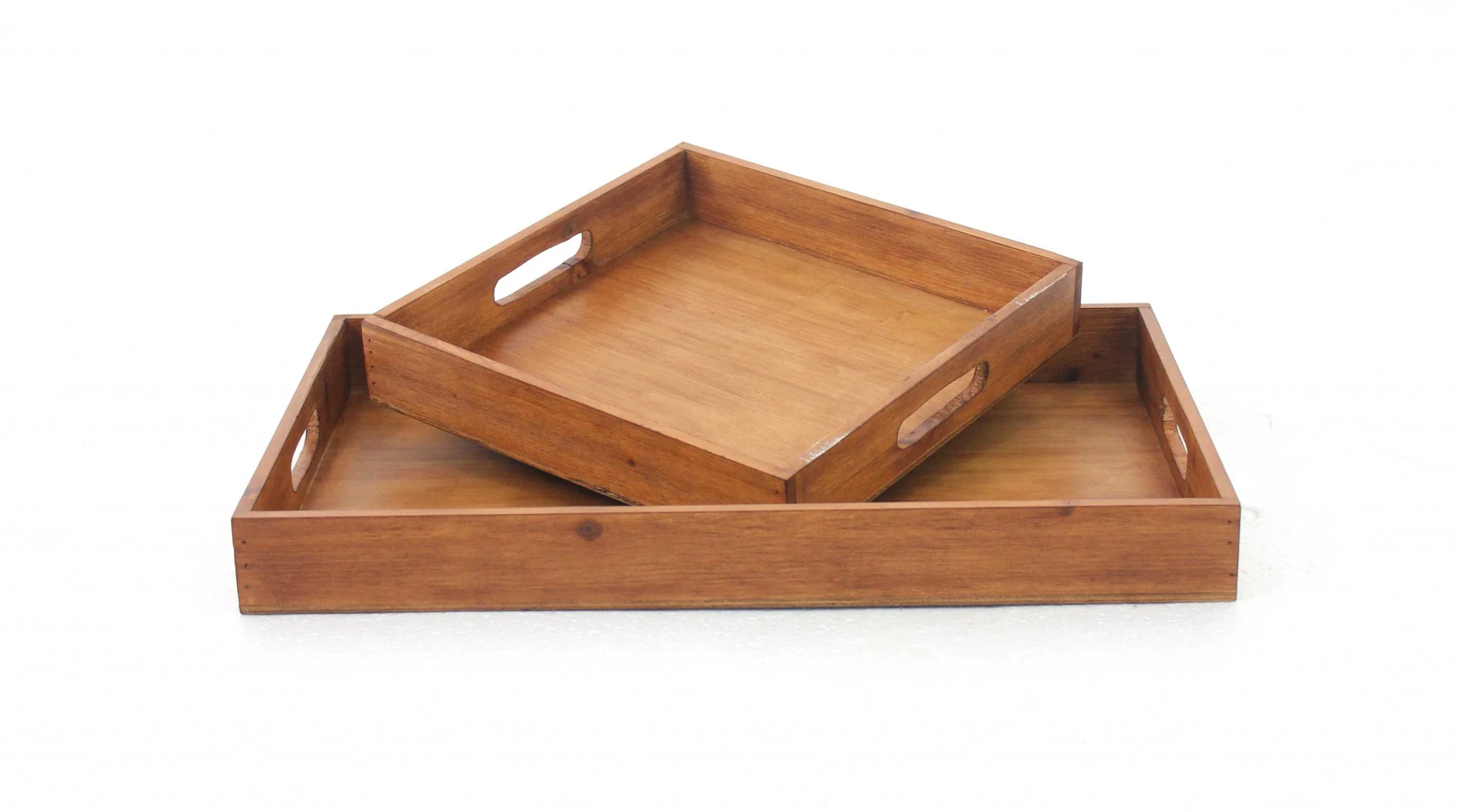 Brown Country Cottage Wooden Serving Tray 2Pc By Homeroots - Image 3