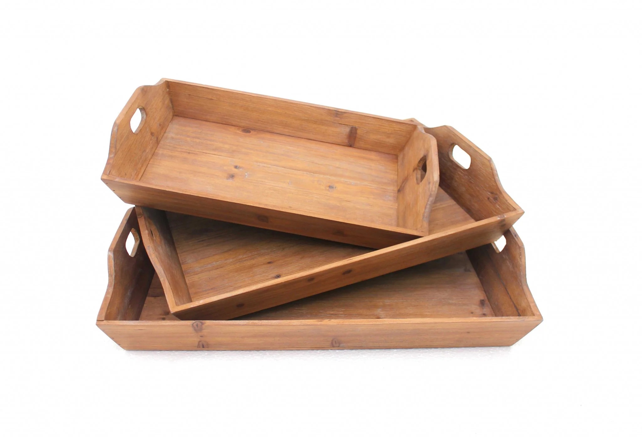 Brown Country Cottage Wooden - Serving Tray 3Pcs By Homeroots - Image 3