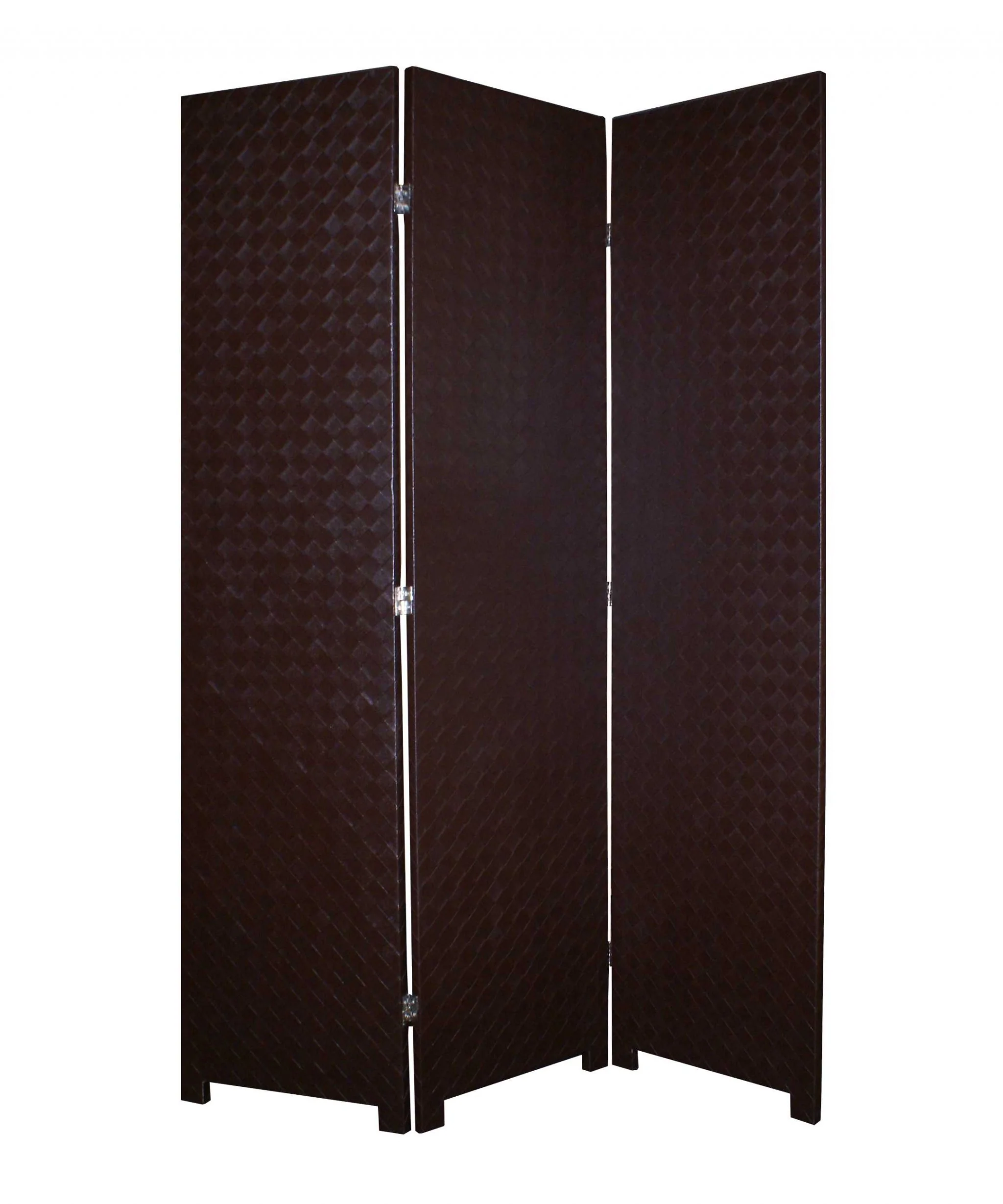 Brown Criss Cross Faux Leather Screen By Homeroots - Image 2