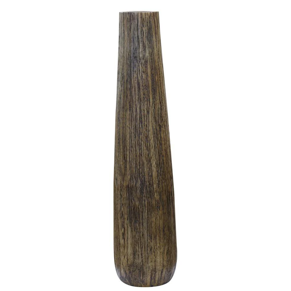 Brown Cylinder Wood Floor Vase By Homeroots - Image 3
