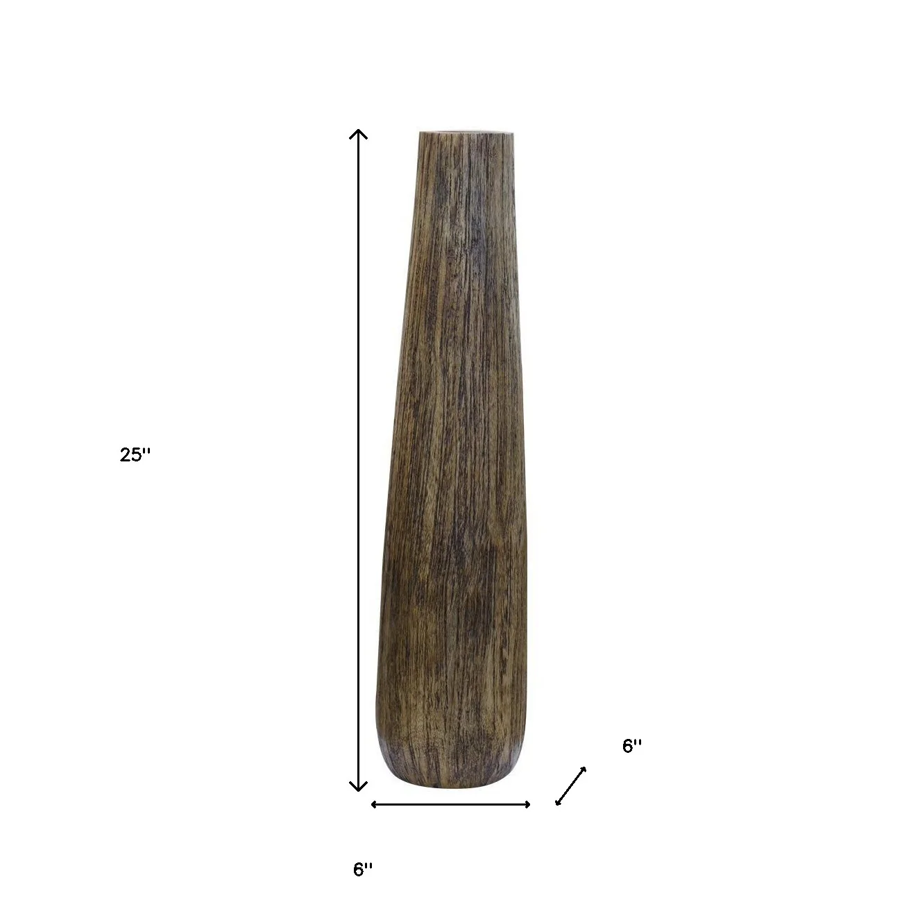 Brown Cylinder Wood Floor Vase By Homeroots - Image 5