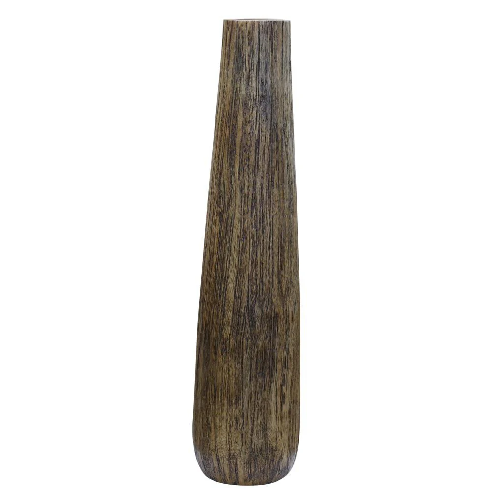 Brown Cylinder Wood Floor Vase By Homeroots - Image 6