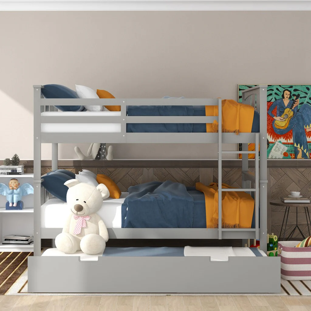 Brown Double Full Size Over Twin Trundle Bunk Bed By Homeroots - Image 11