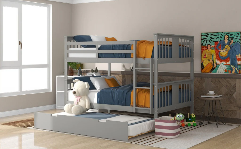 Brown Double Full Size Over Twin Trundle Bunk Bed By Homeroots - Image 12