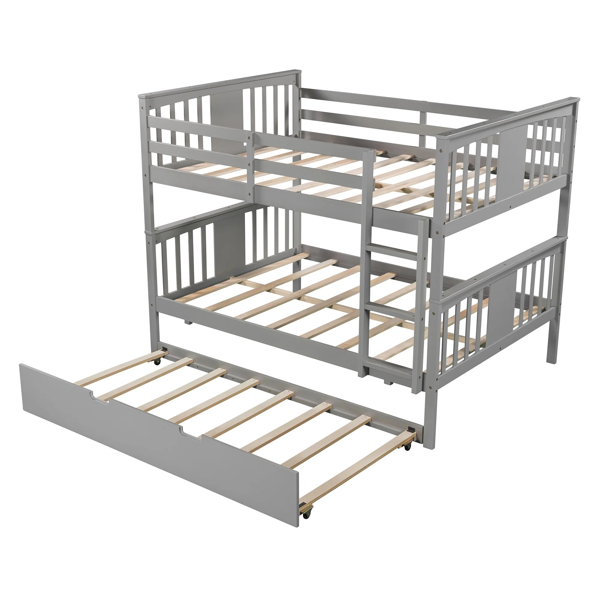 Brown Double Full Size Over Twin Trundle Bunk Bed By Homeroots - Image 13