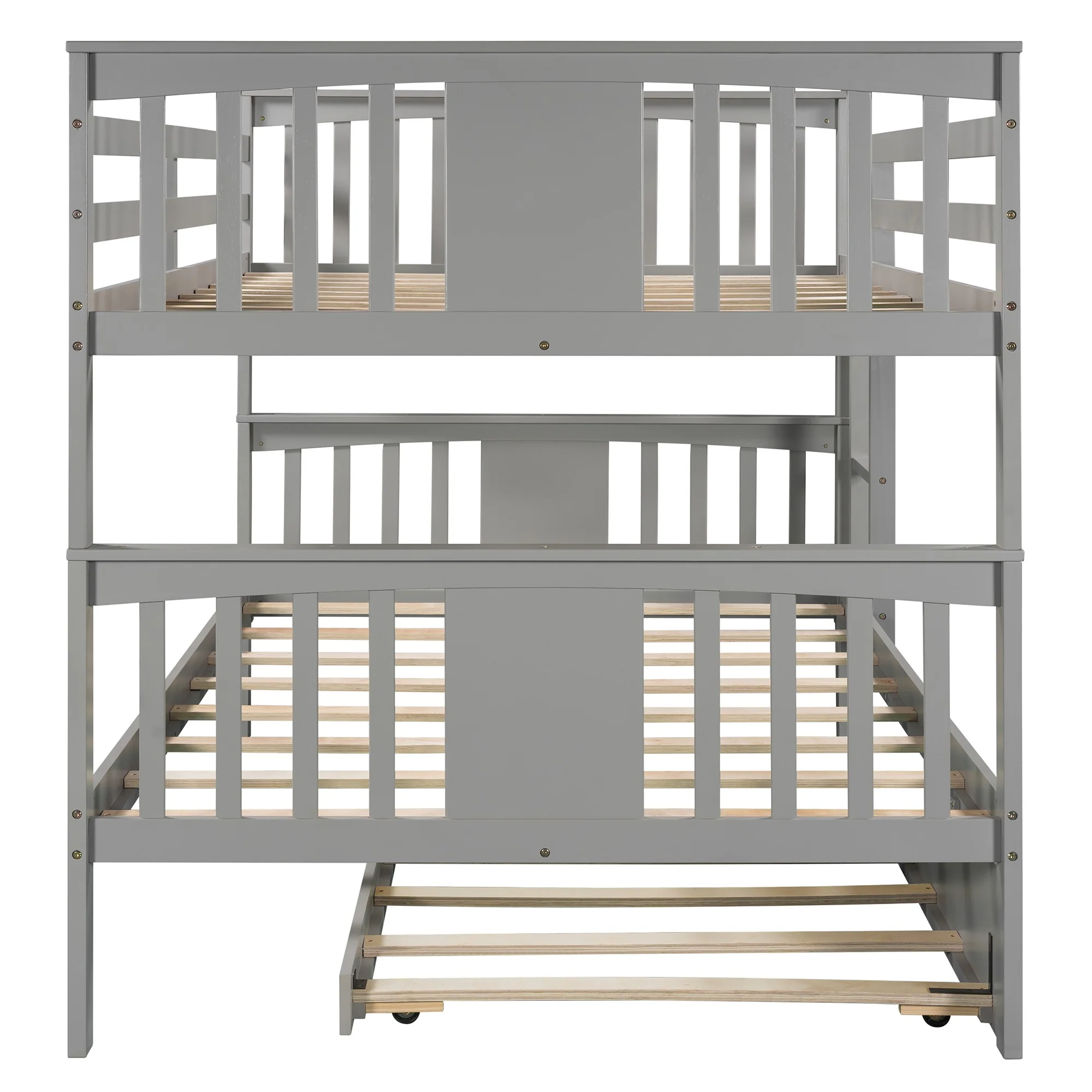 Brown Double Full Size Over Twin Trundle Bunk Bed By Homeroots - Image 15