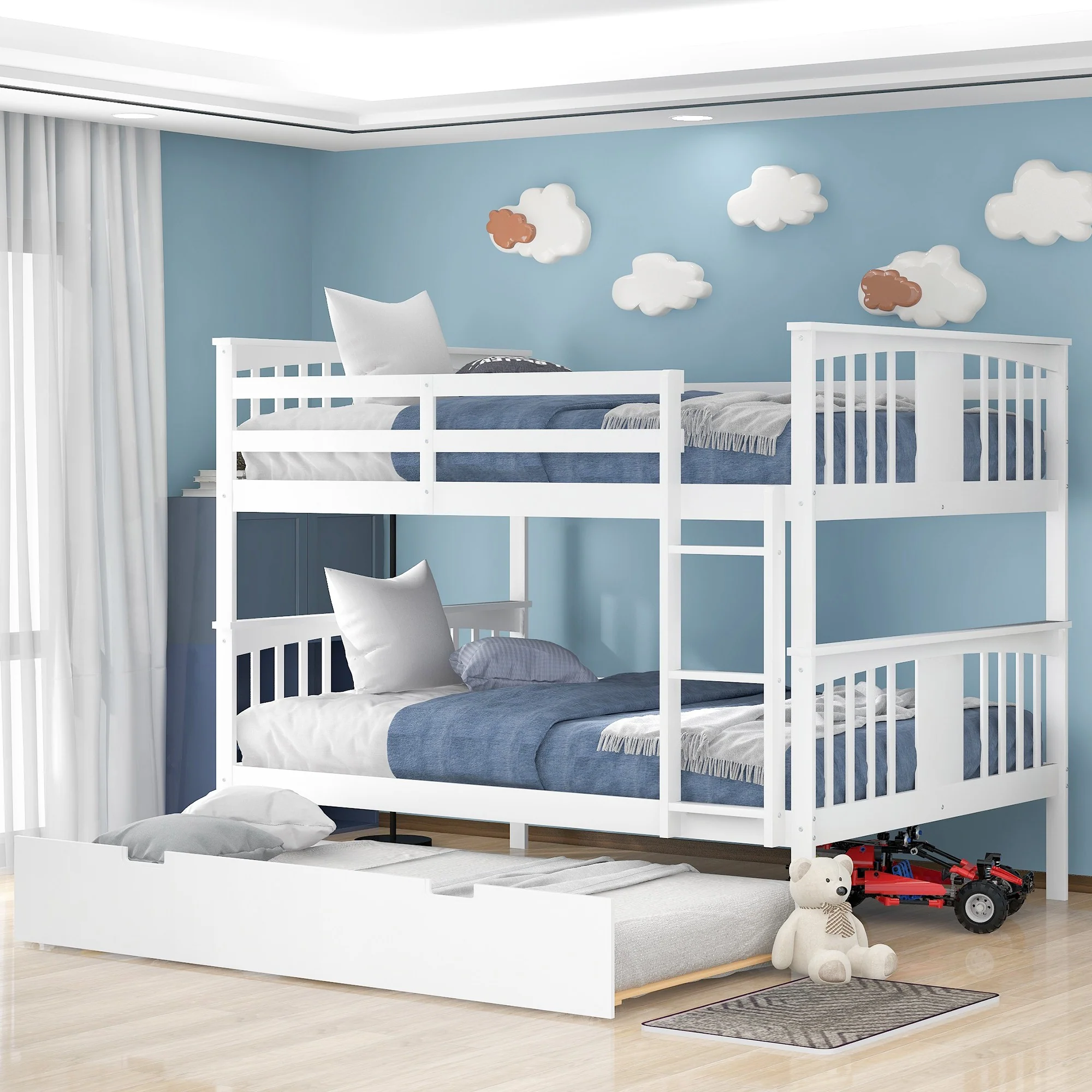 Brown Double Full Size Over Twin Trundle Bunk Bed By Homeroots - Image 19