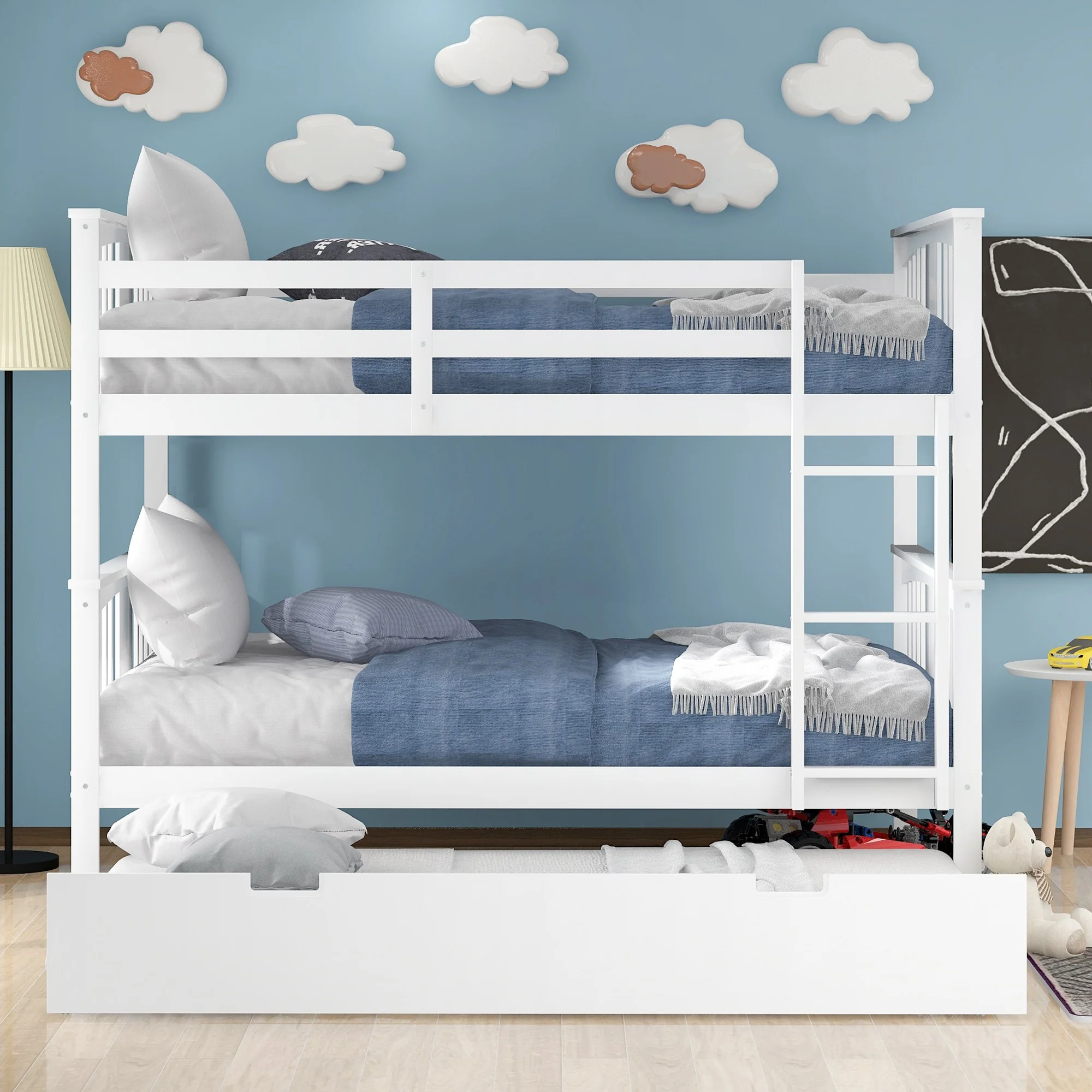 Brown Double Full Size Over Twin Trundle Bunk Bed By Homeroots - Image 20