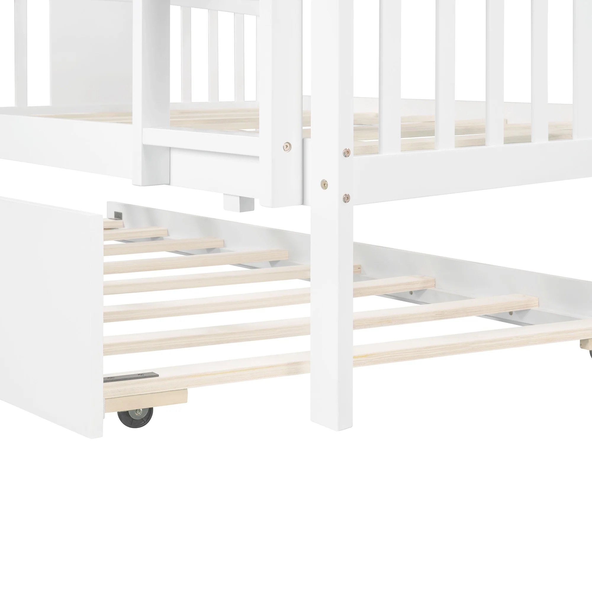 Brown Double Full Size Over Twin Trundle Bunk Bed By Homeroots - Image 26