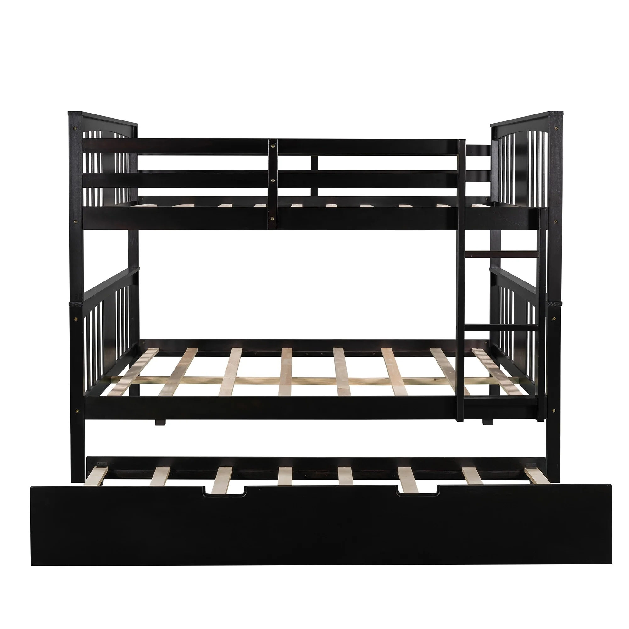 Brown Double Full Size Over Twin Trundle Bunk Bed By Homeroots - Image 4