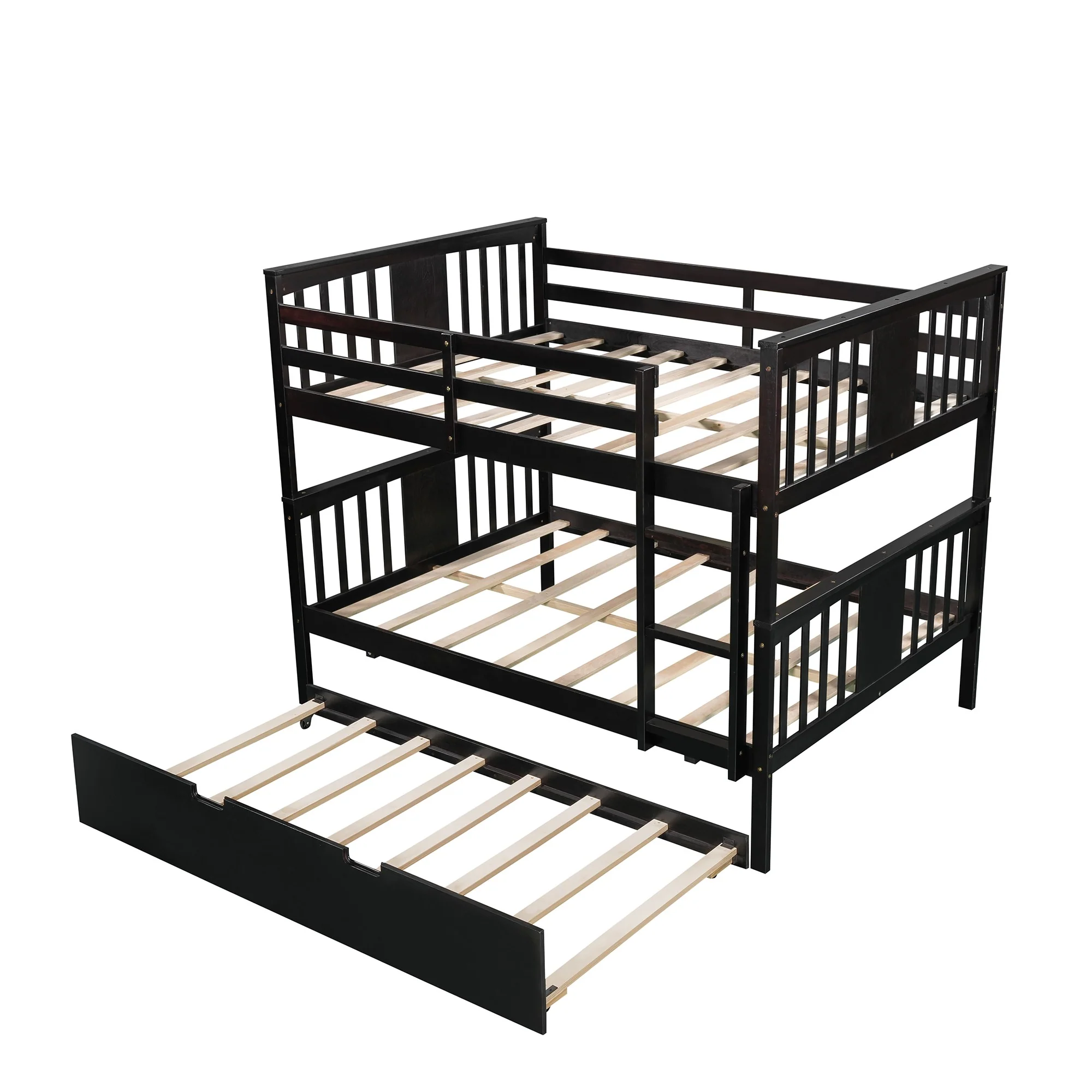 Brown Double Full Size Over Twin Trundle Bunk Bed By Homeroots - Image 5