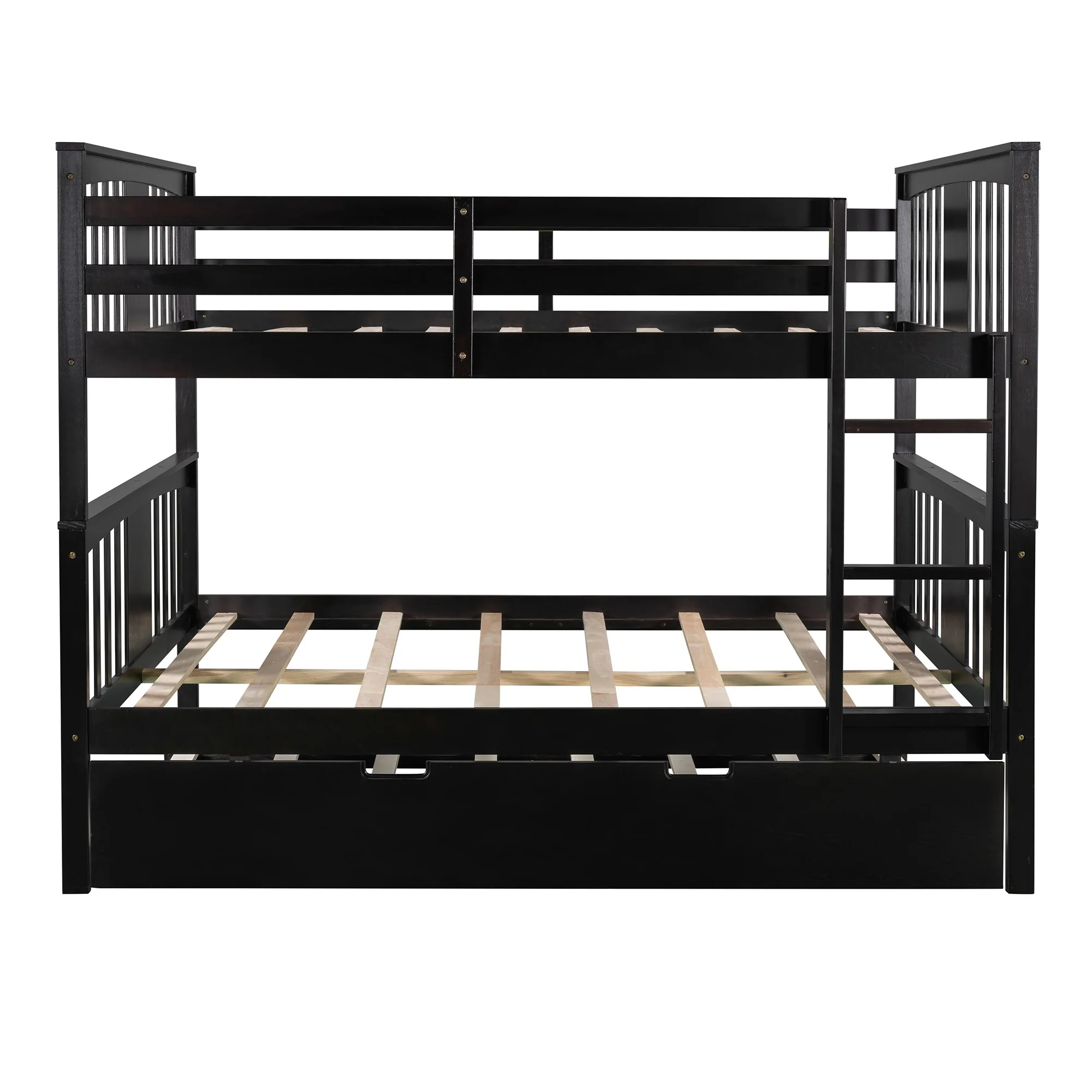 Brown Double Full Size Over Twin Trundle Bunk Bed By Homeroots - Image 6