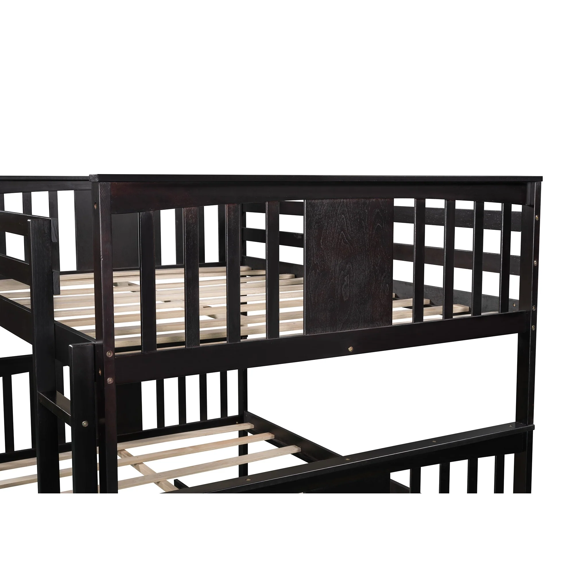 Brown Double Full Size Over Twin Trundle Bunk Bed By Homeroots - Image 8