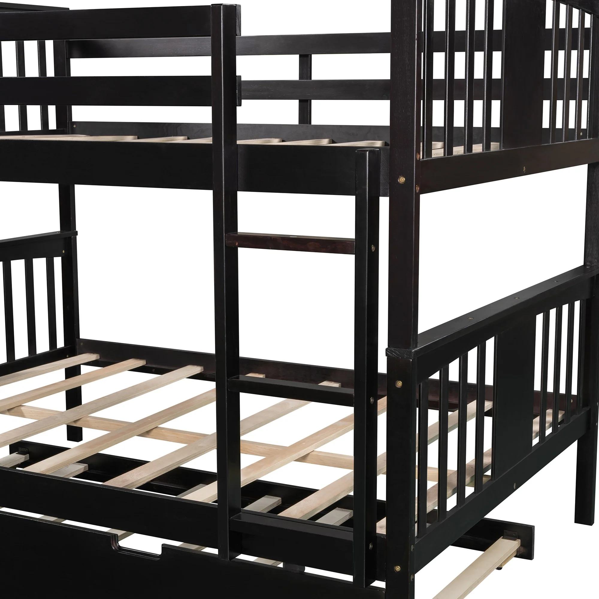 Brown Double Full Size Over Twin Trundle Bunk Bed By Homeroots - Image 9