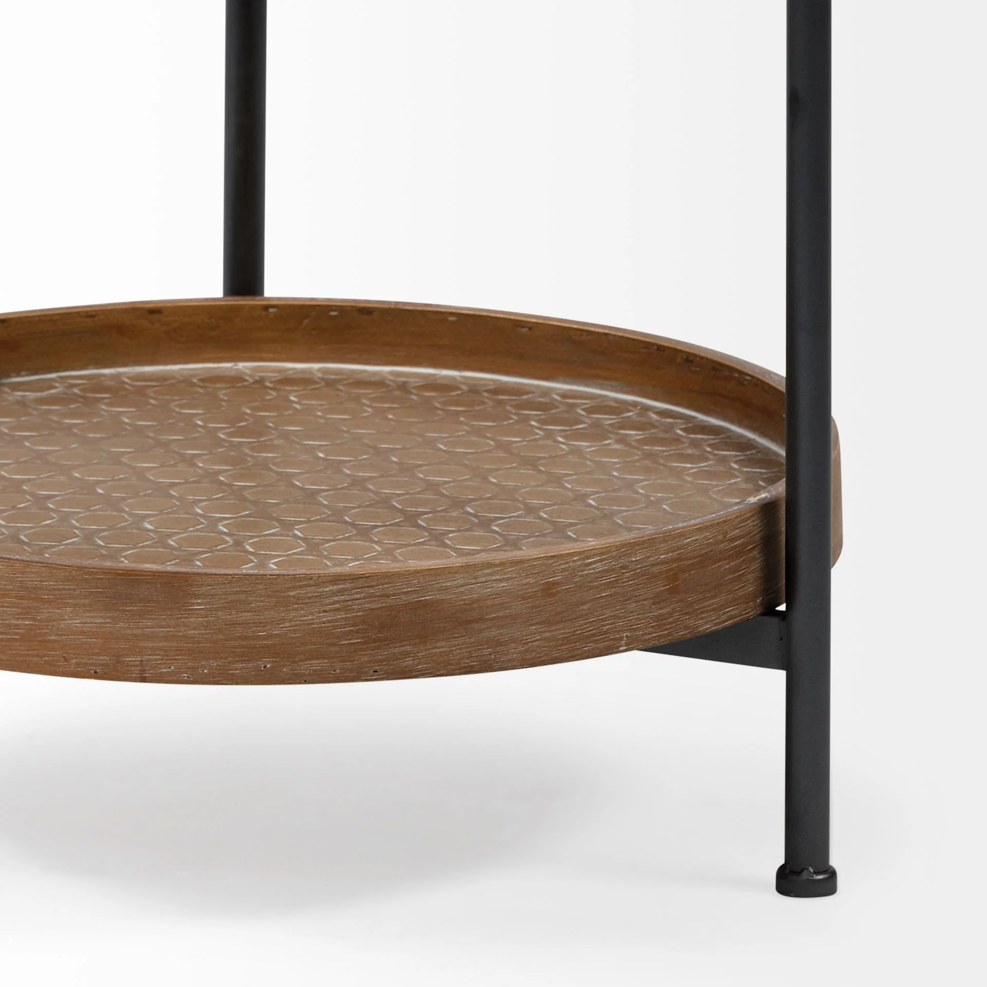 Brown Double Tier Embossed End Table By Homeroots - Image 4