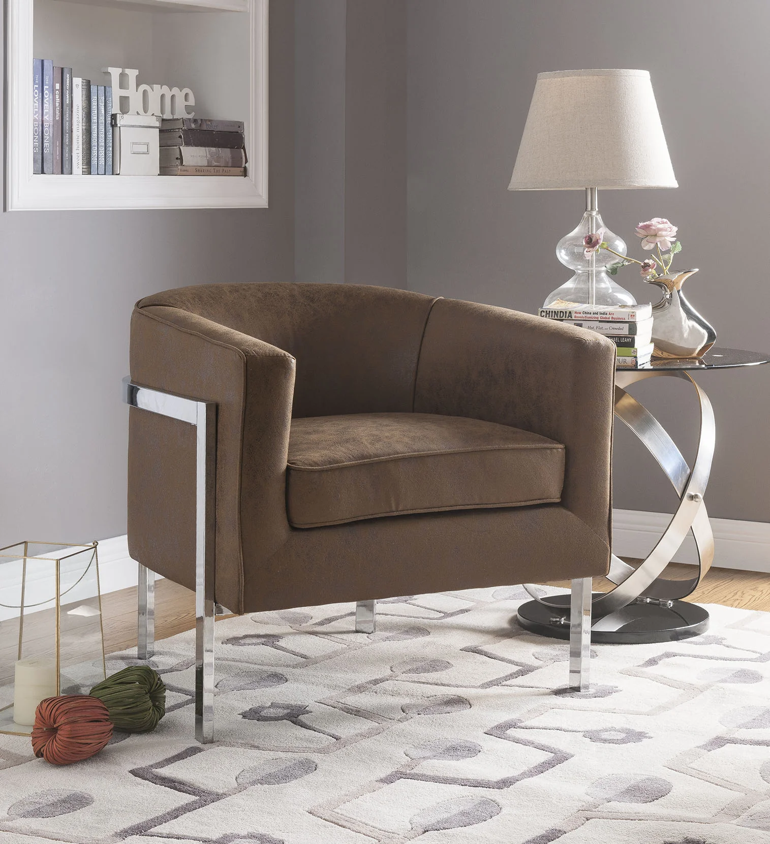Brown Edgy Accent Chair By Homeroots - Image 3