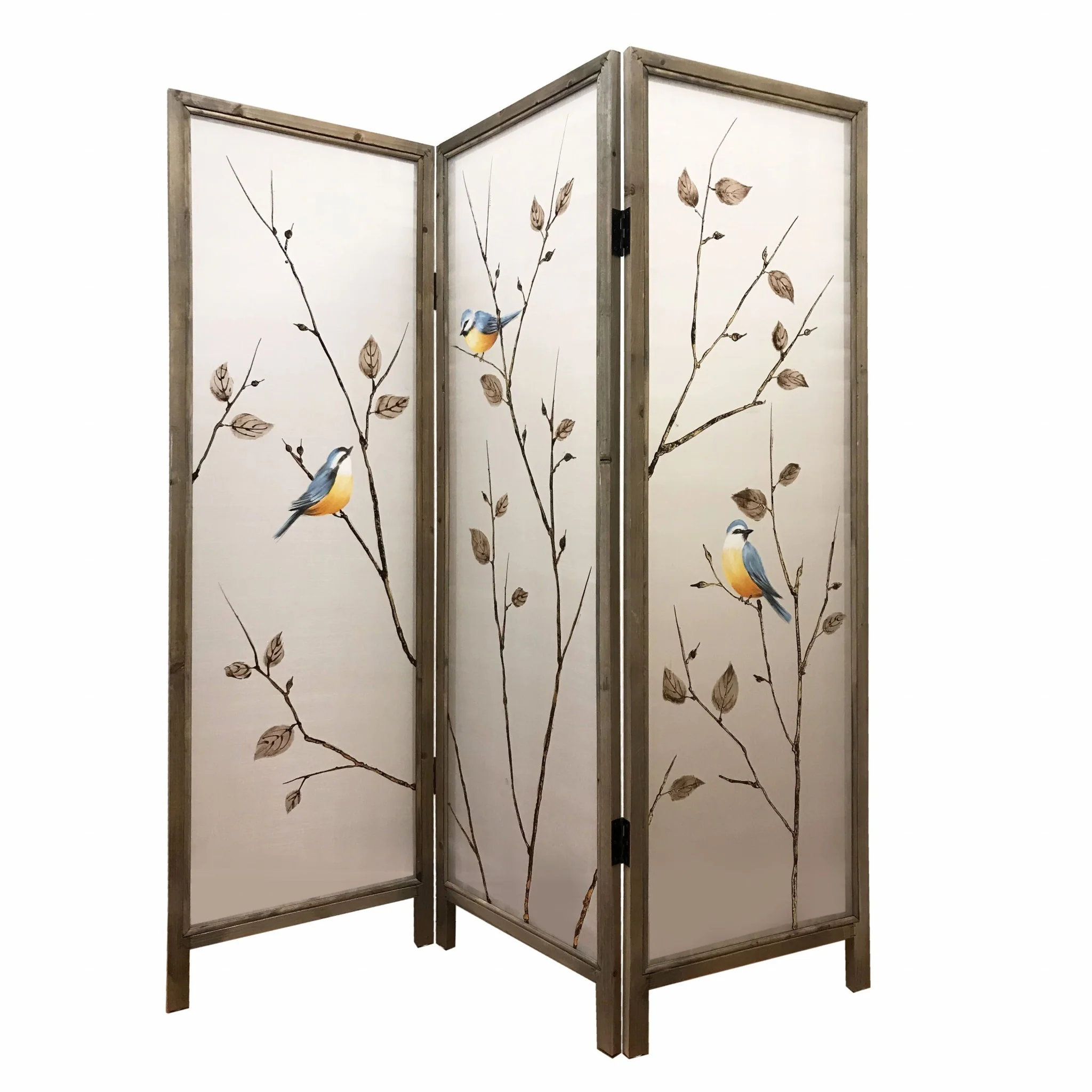 Brown Fabric And Wood 3 Panles Screen By Homeroots - Image 2