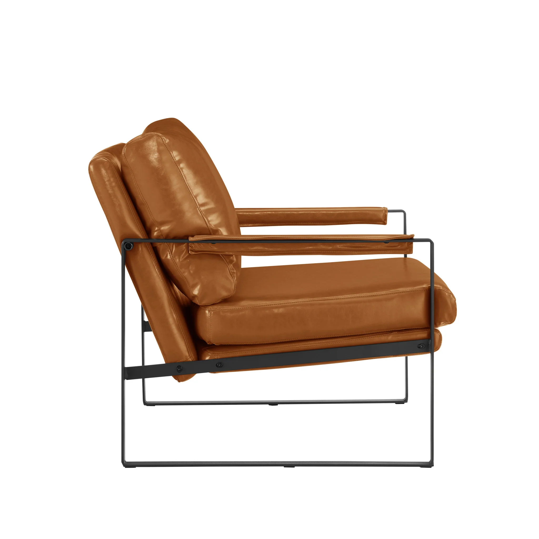 Brown Faux Leather And Black Arm Chair By Homeroots - Image 2