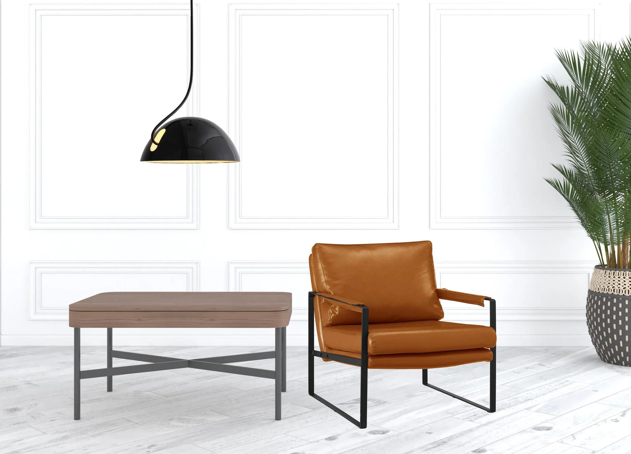 Brown Faux Leather And Black Arm Chair By Homeroots - Image 3