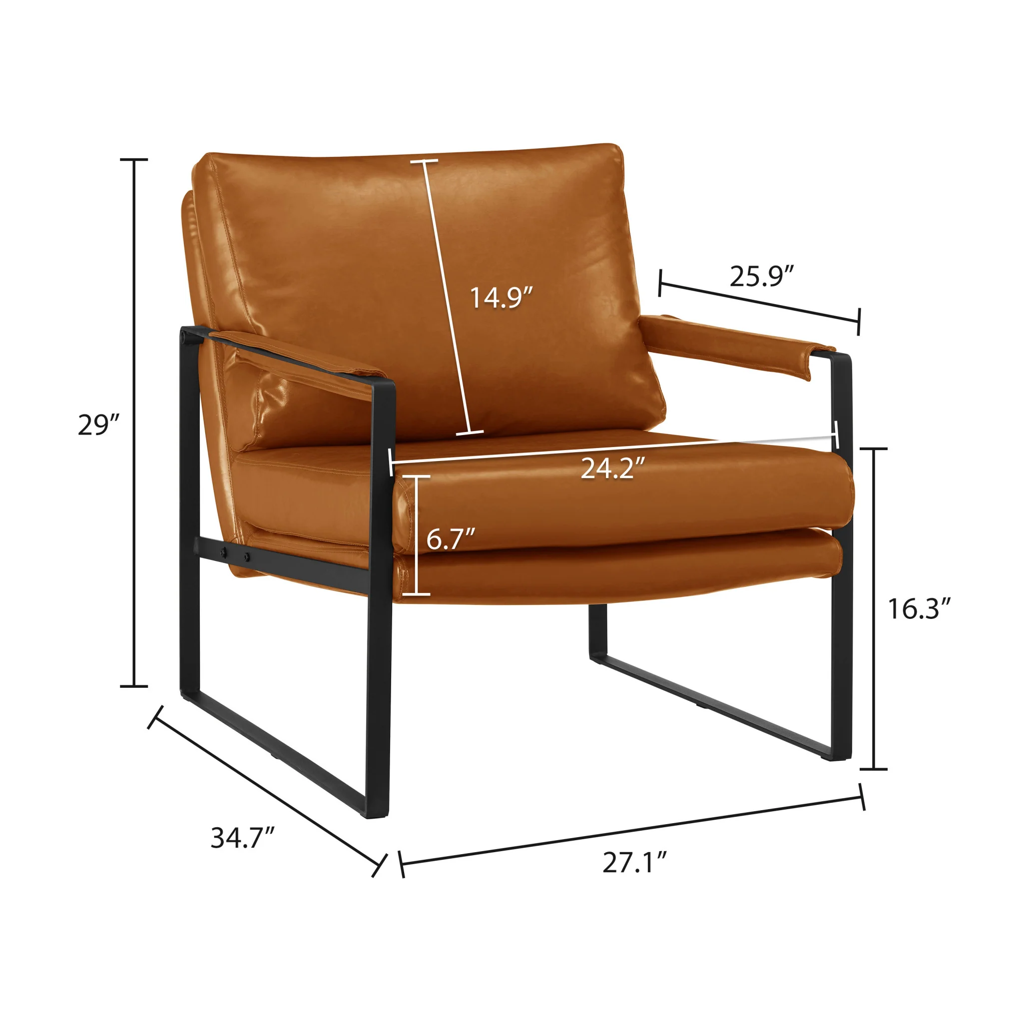 Brown Faux Leather And Black Arm Chair By Homeroots - Image 4