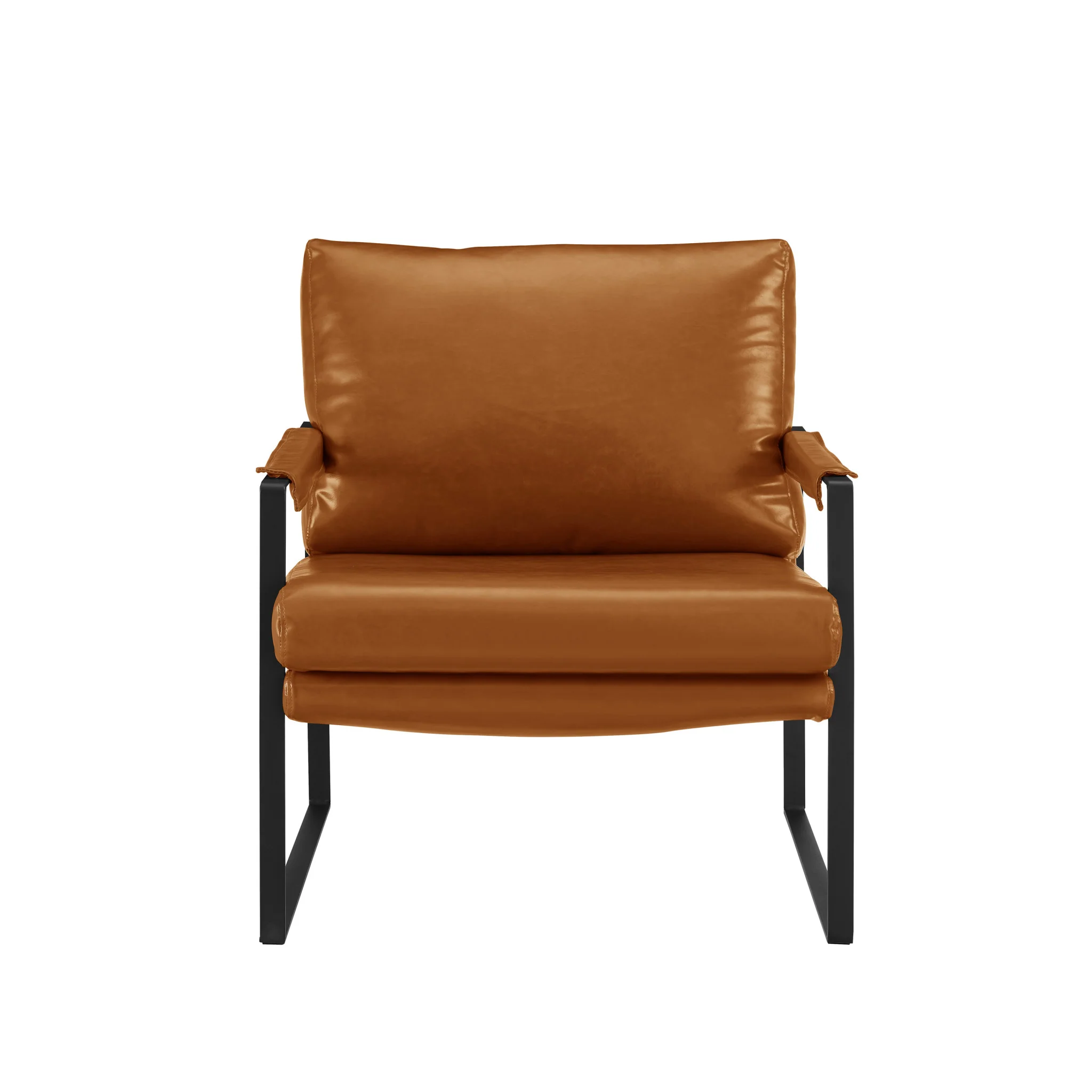 Brown Faux Leather And Black Arm Chair By Homeroots - Image 6
