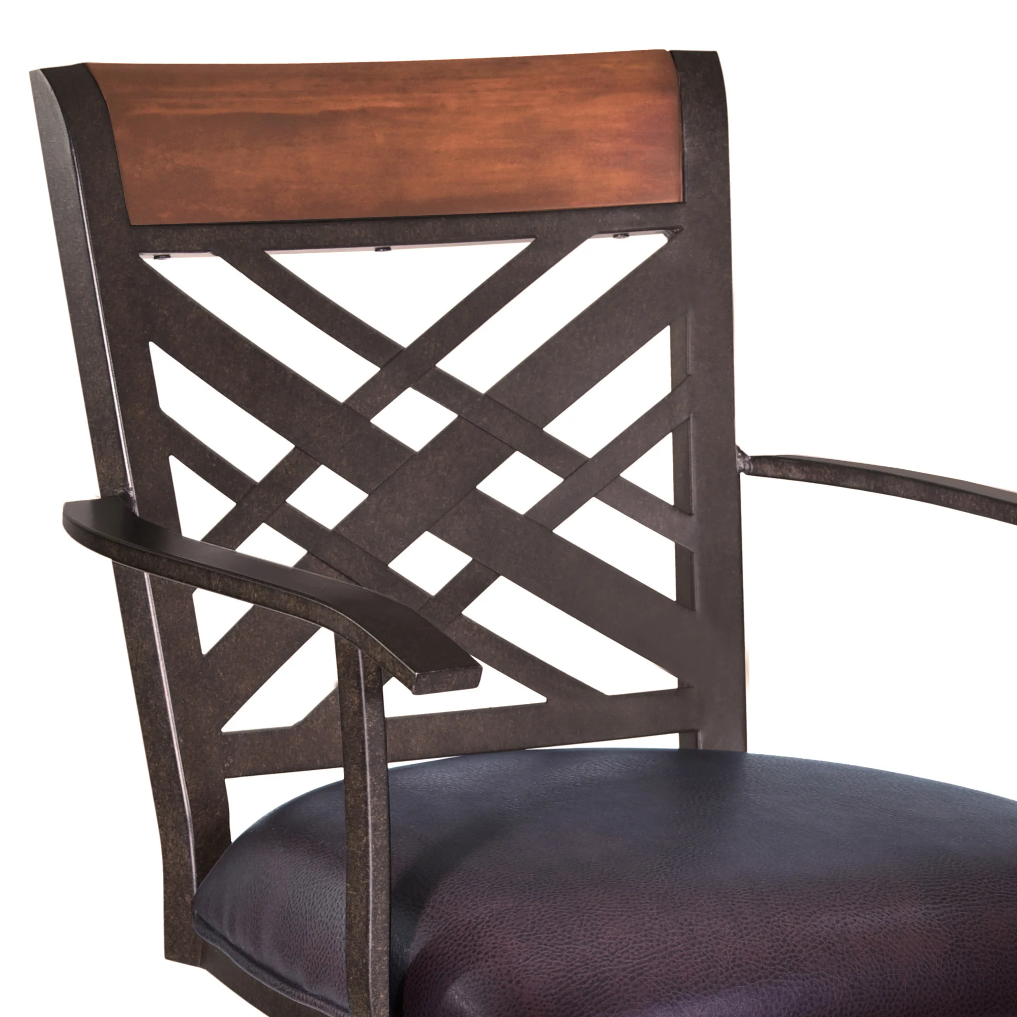 Brown Faux Leather And Iron Bar Height Bar Chair By Homeroots - Image 4