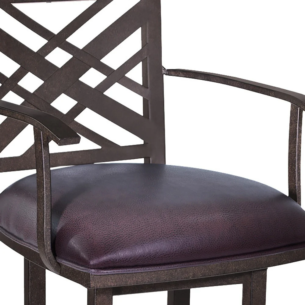 Brown Faux Leather And Iron Bar Height Bar Chair By Homeroots - Image 6