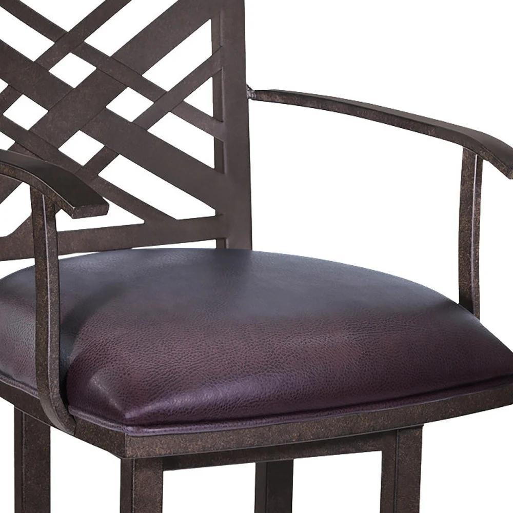Brown Faux Leather And Iron Counter Height Bar Chair By Homeroots - Image 6