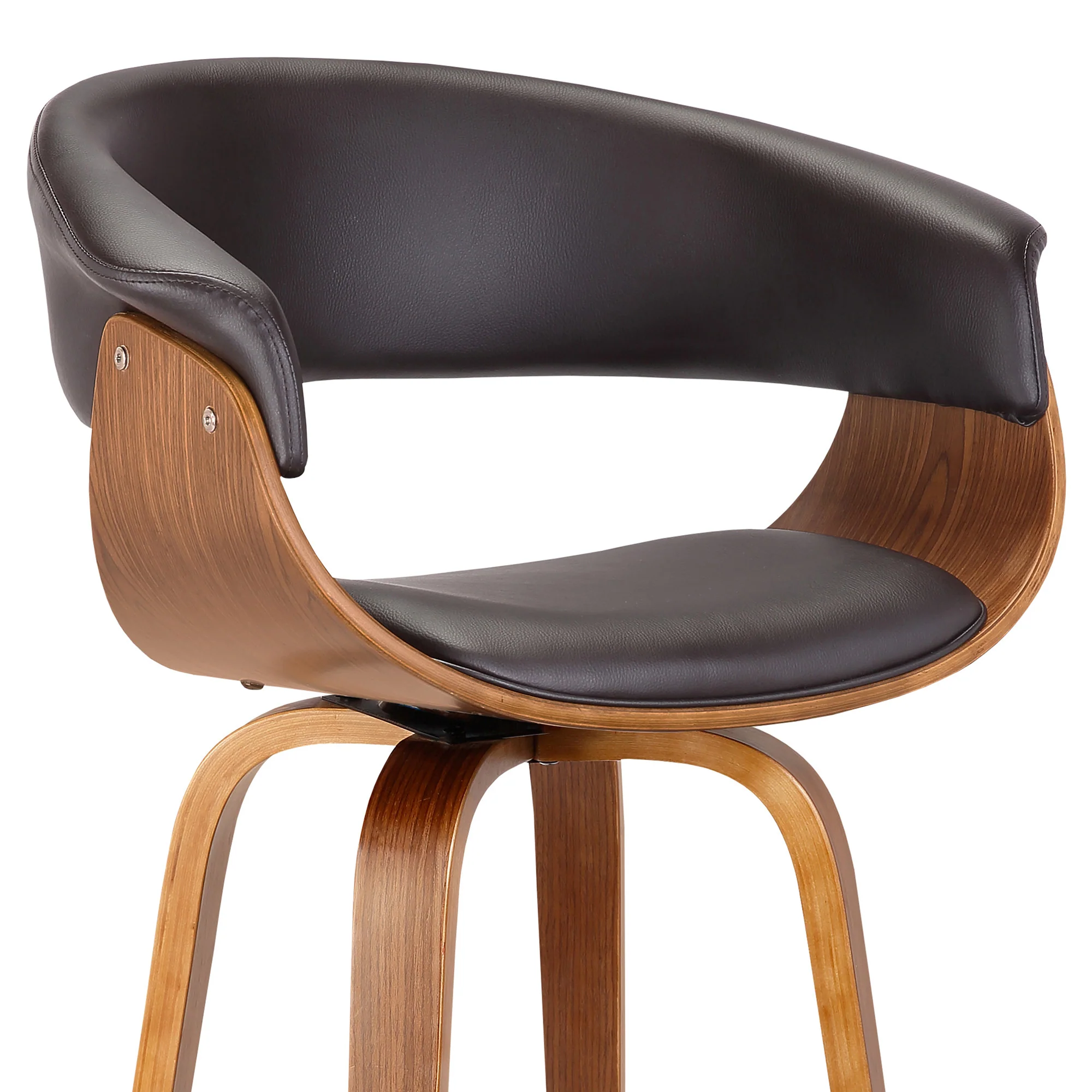 Brown Faux Leather And Iron Swivel Low Back Counter Height Bar Chair By Homeroots - Image 5