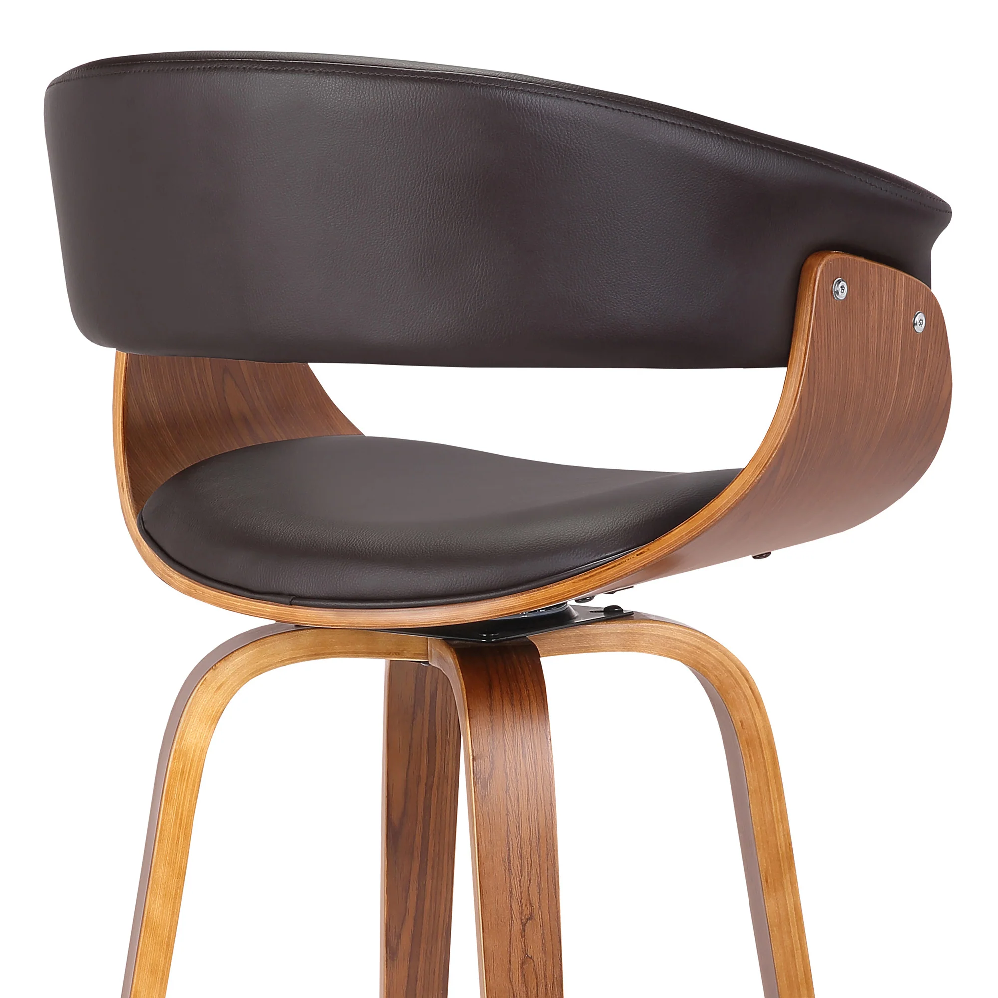 Brown Faux Leather And Iron Swivel Low Back Counter Height Bar Chair By Homeroots - Image 6