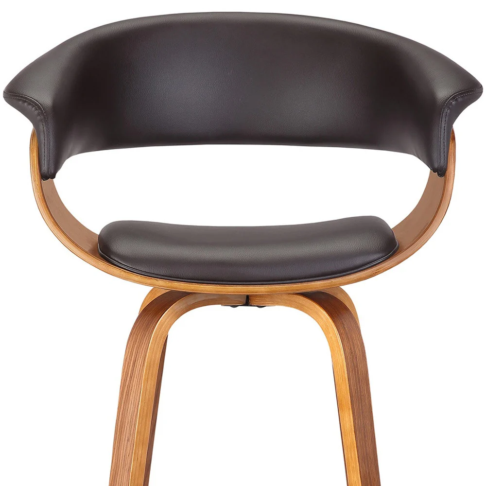 Brown Faux Leather And Iron Swivel Low Back Counter Height Bar Chair By Homeroots - Image 7